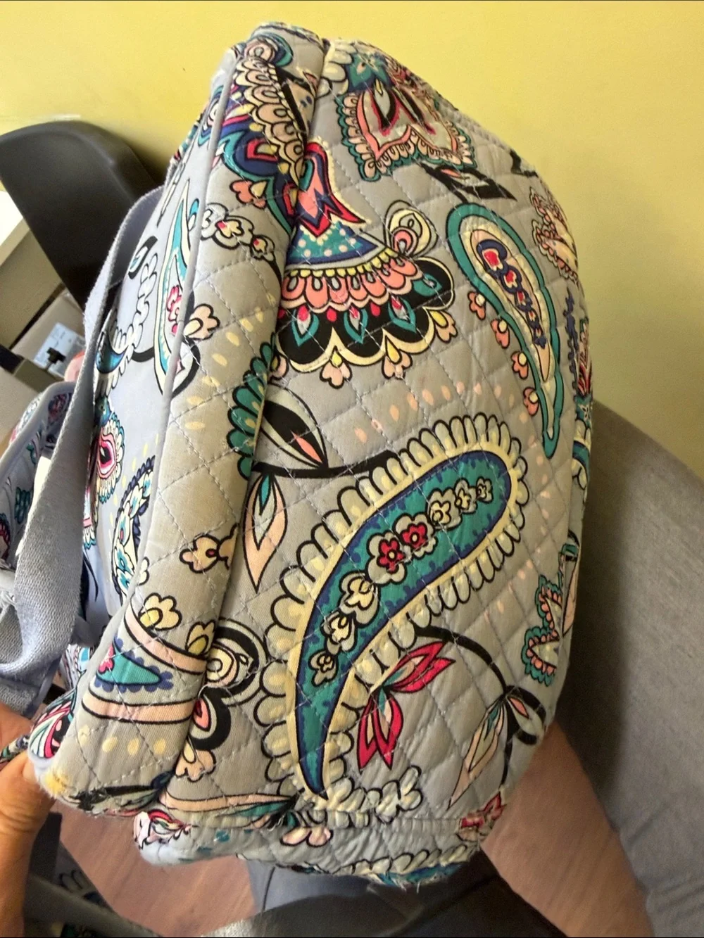 Vera Bradley Quilted Paisley Backpack in Light Gray Multi